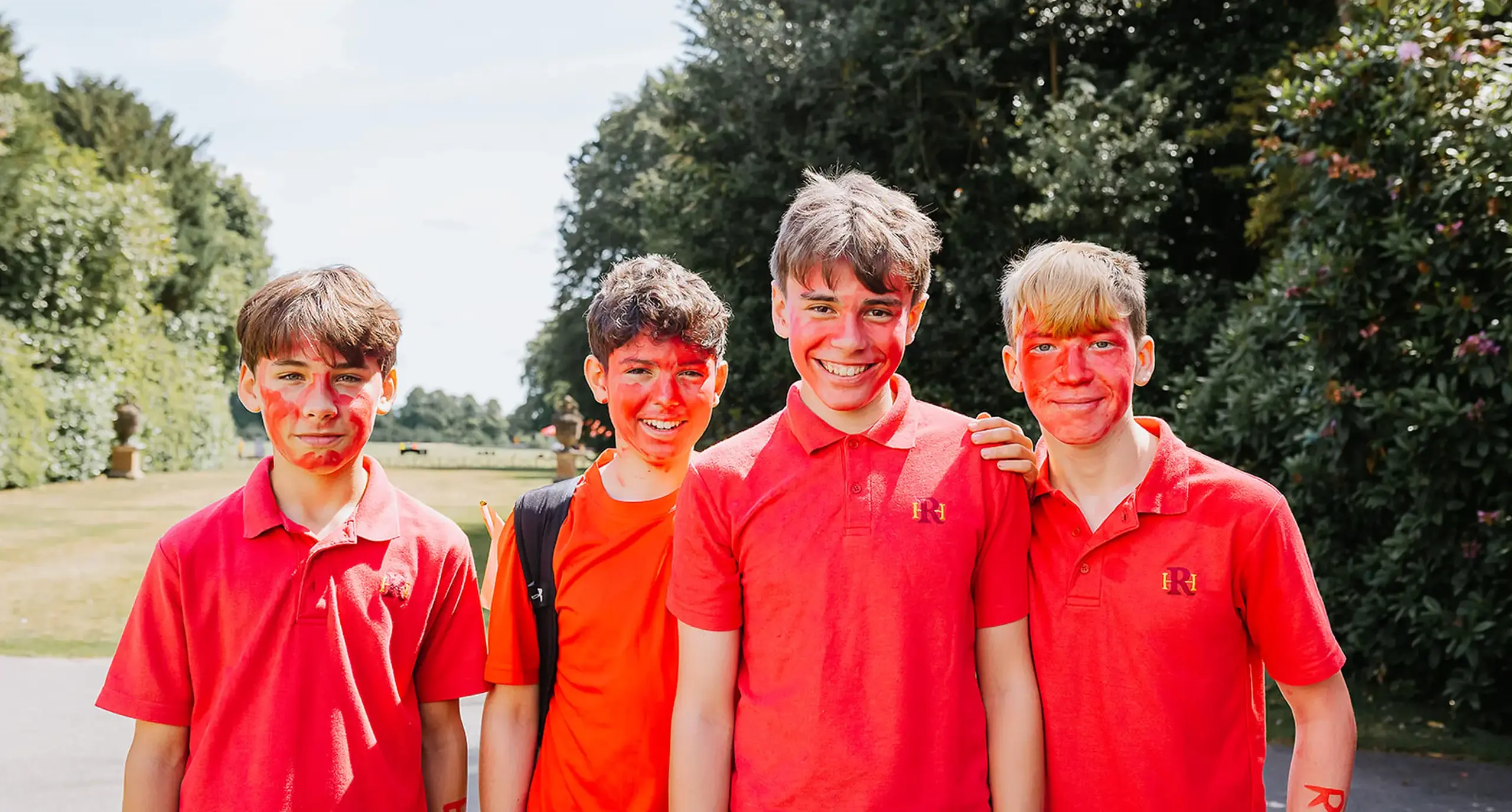 Group of senior school students with faces painted