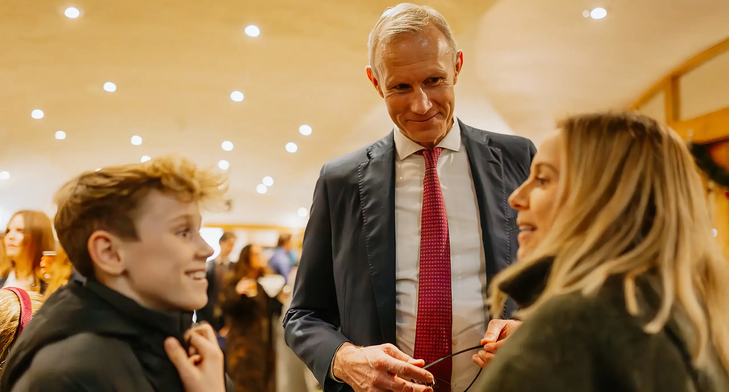 Head of School Mr Paton with parent and student