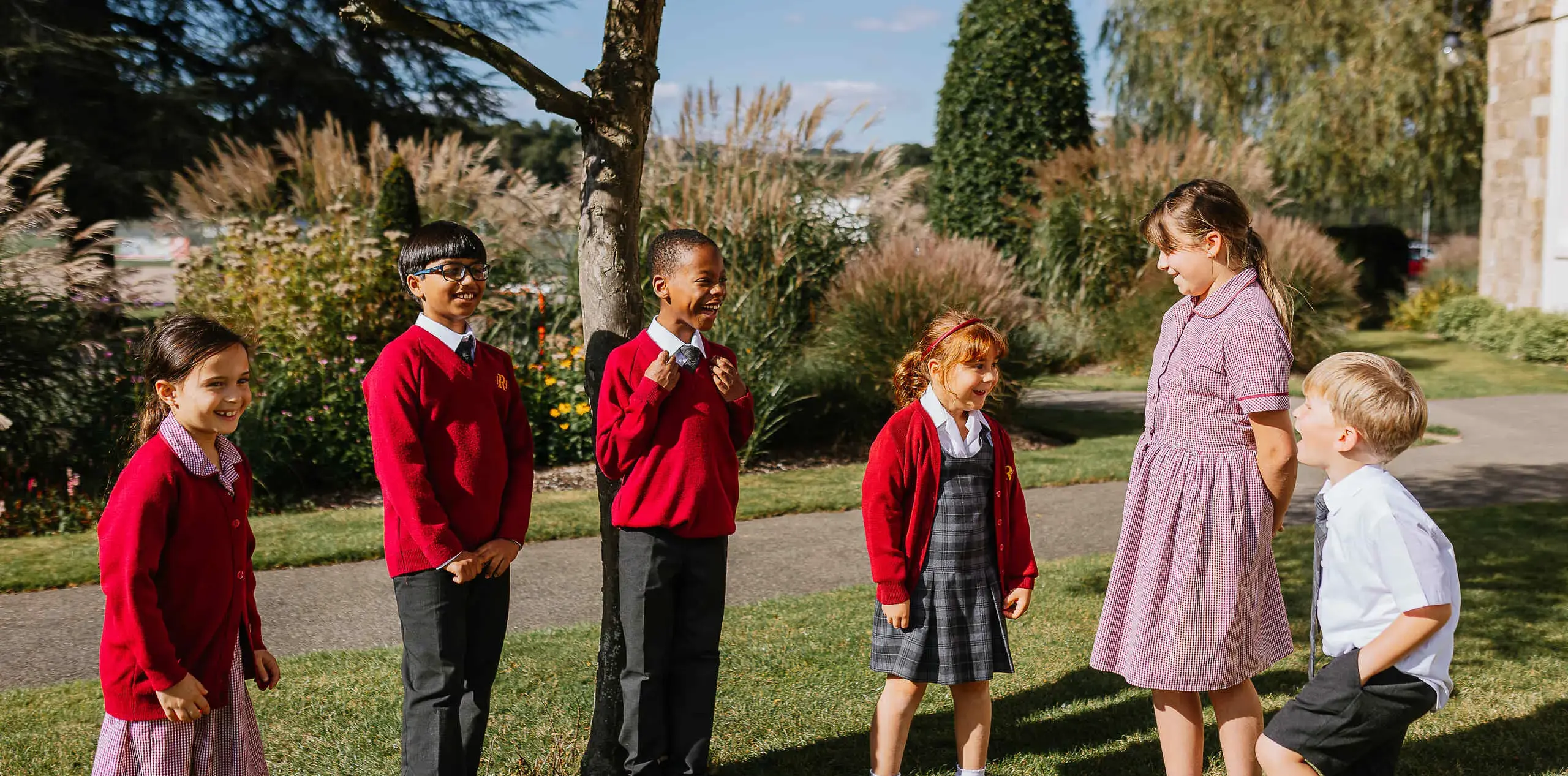 Students laughing outside