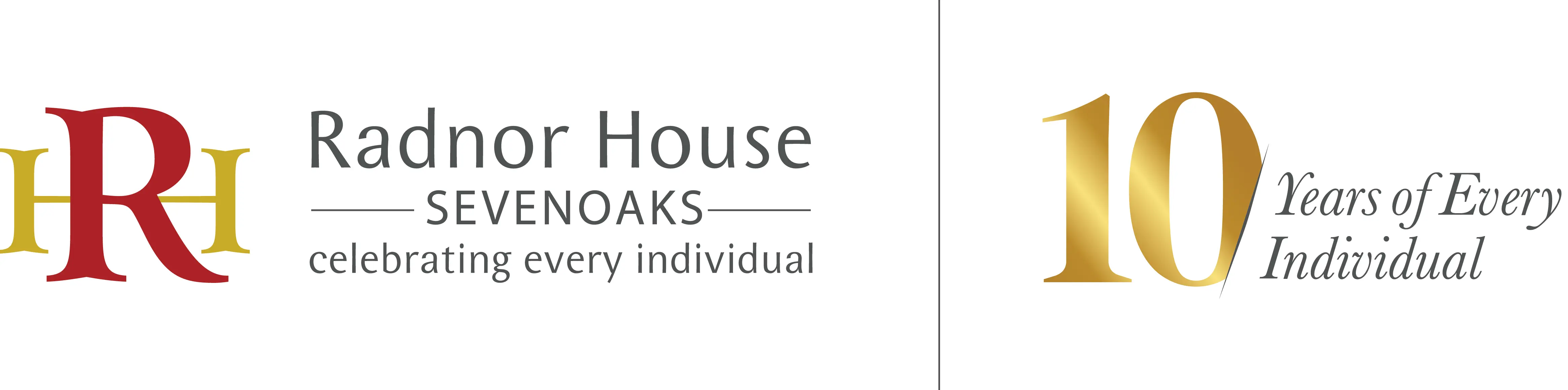 Logo for Radnor House Sevenoaks plus 10 Year Celebration graphic