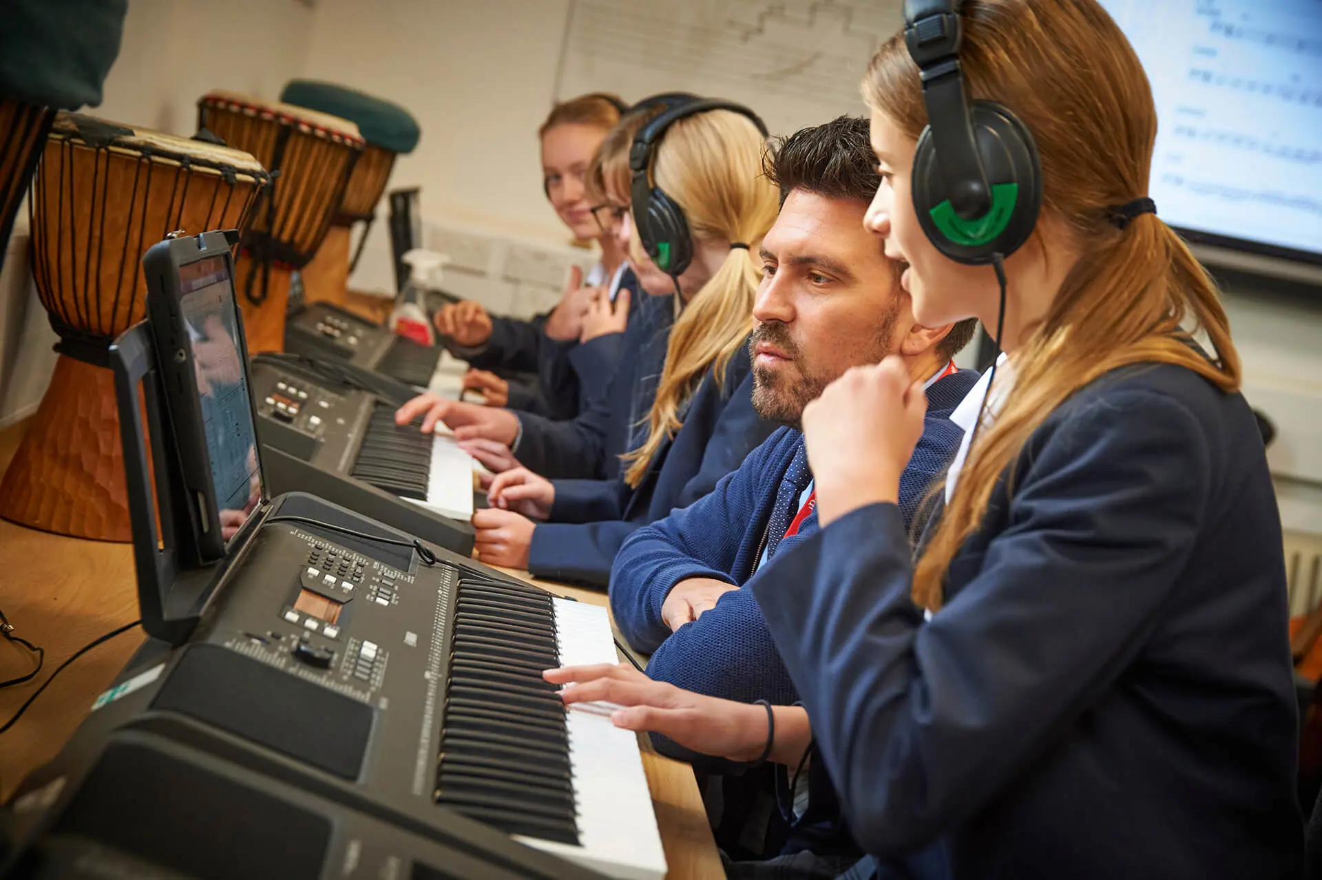 Pupils in music class